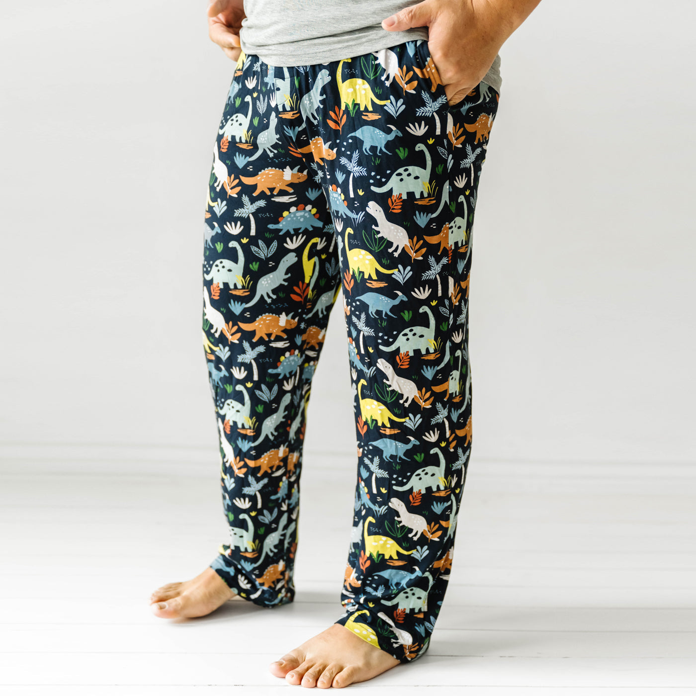 Navy Jurassic Jungle Men's Pajama Pants - Little Sleepies