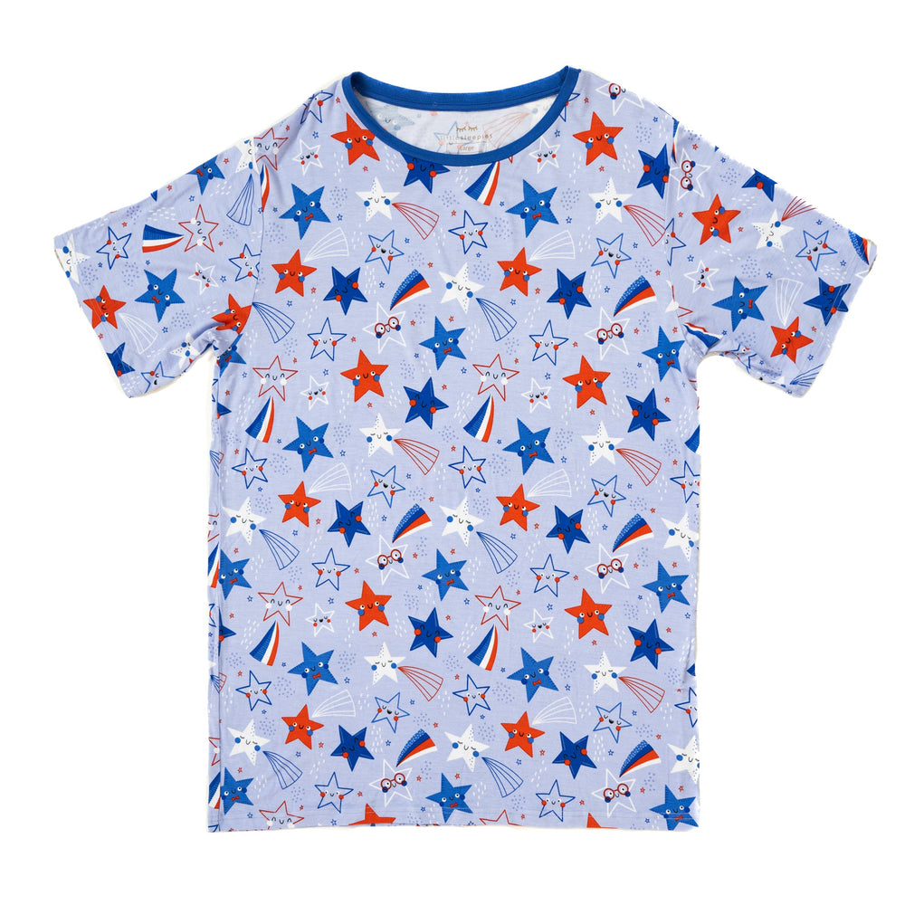 Men's SS PJ Tops - Blue Stars & Stripes Men's Short Sleeve Bamboo Viscose Pajama Top