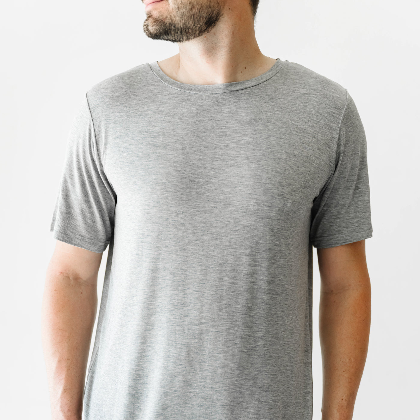Alternate man wearing the Heather Gray Men's Short Sleeve Pajama Top