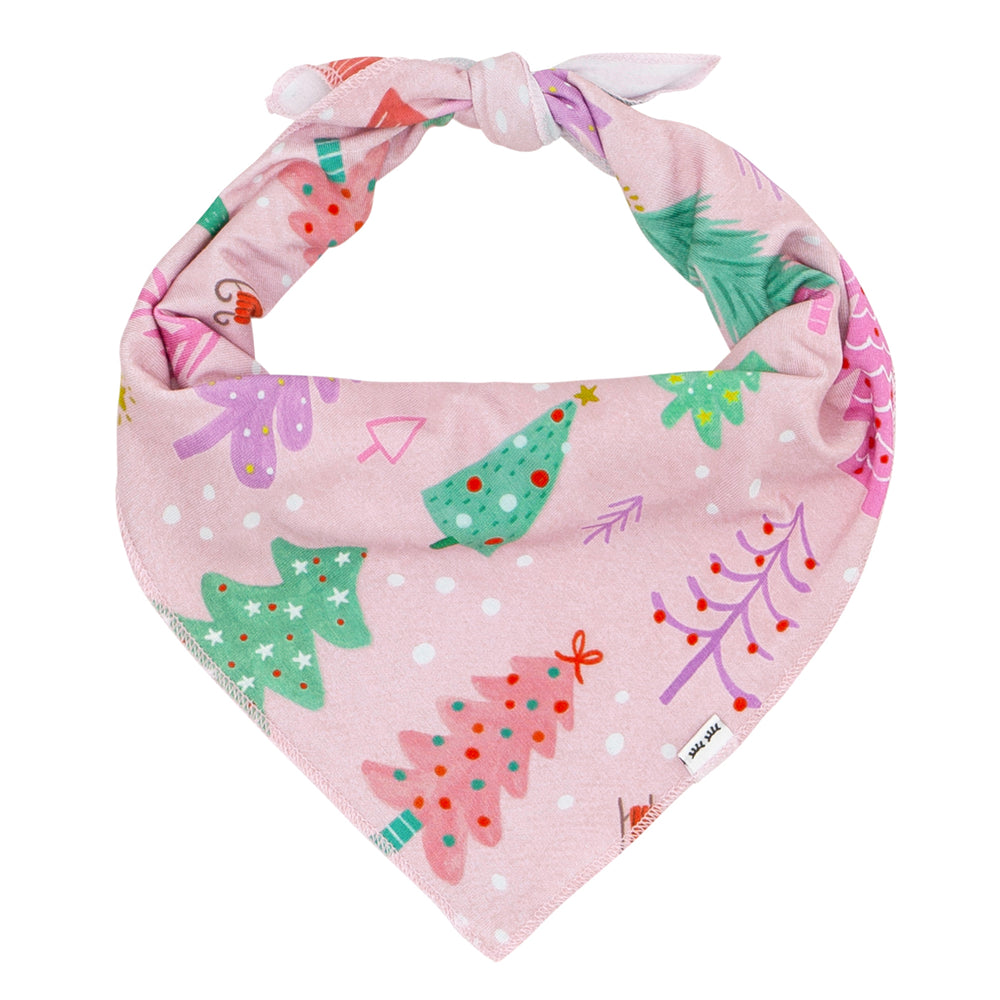 Flat lay image of Pink Merry and Bright pet bandana