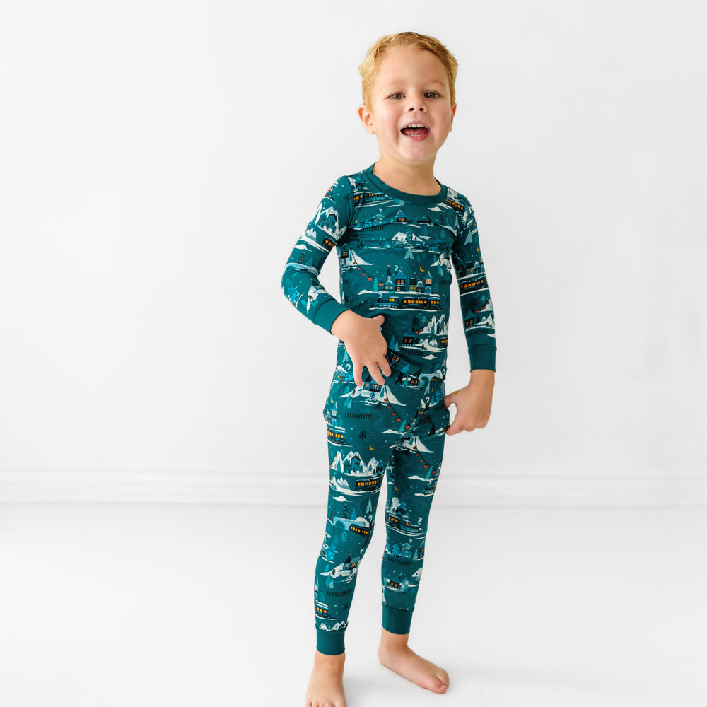 Child wearing a Midnight Express two piece pajama set