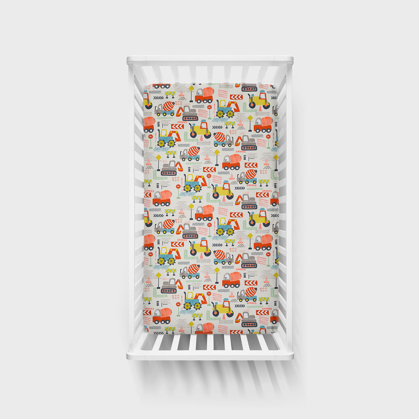 Aerial view of the Mini Builders Fitted Crib Sheet