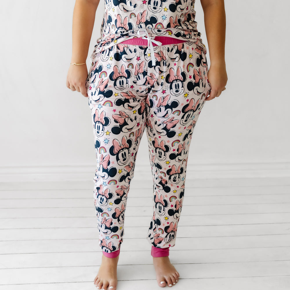 Alternate image of a woman wearing Minnie Forever printed women's pajama pants