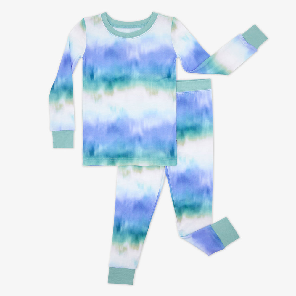 Flat lay of the Blue Cosmic Mist Two-Piece Pajama Set