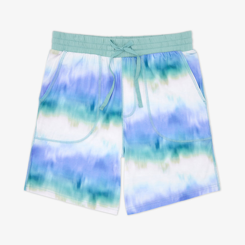 Flat lay of the Blue Cosmic Mist Men's Pajama Shorts
