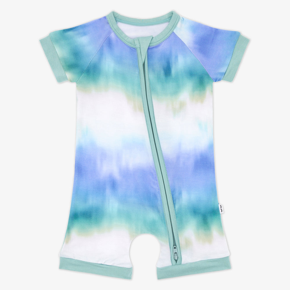 Flat lay of the Blue Cosmic Mist Shorty Zippy