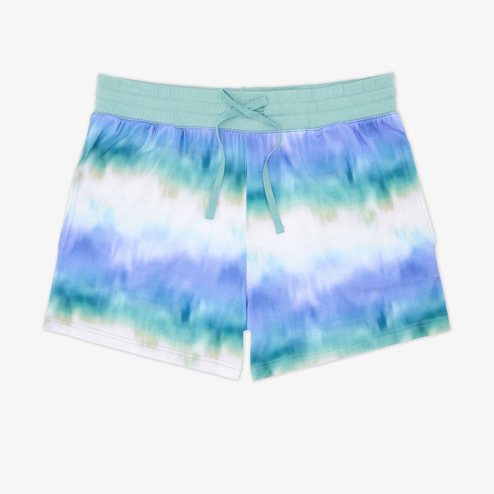 Flat lay of the Blue Cosmic Mist Women's Pajama Shorts