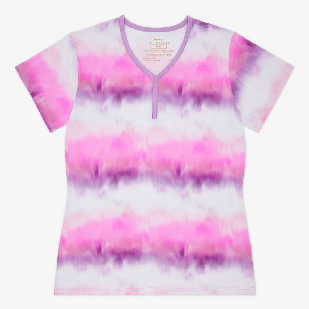 Flat lay of the Pink Cosmic Mist Women's Short Sleeve Pajama Top