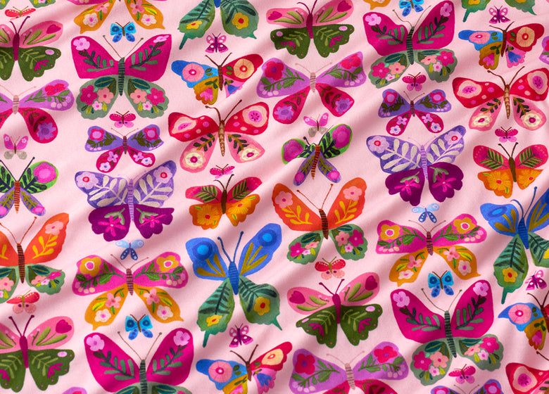 Flat lay of the Flutter Garden fabric