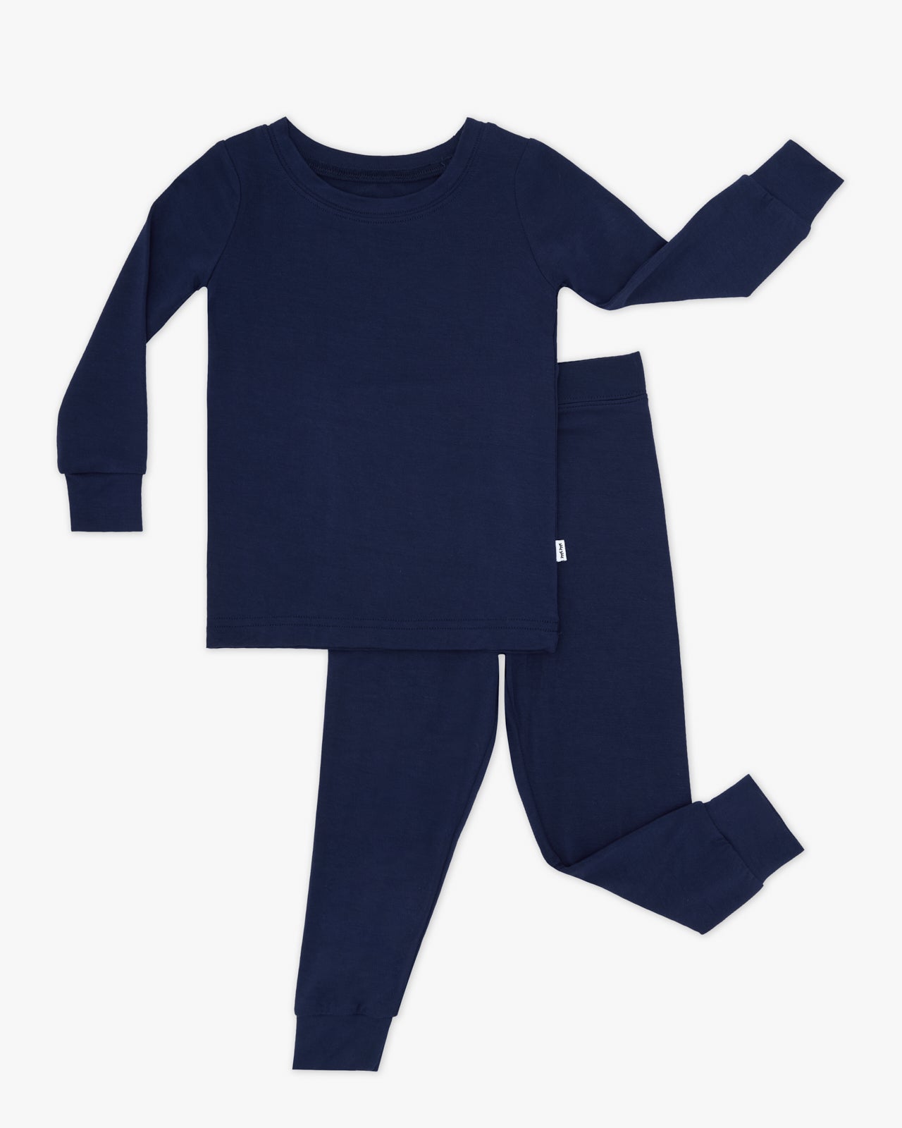 Flat lay of the Classic Navy Two-Piece Pajama Set