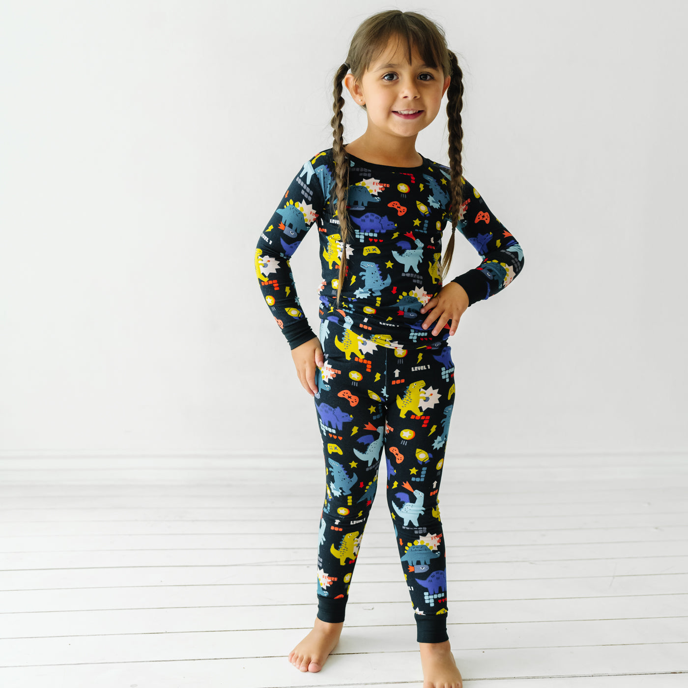 Next Level Dinos Two-Piece Pajama Set - Little Sleepies