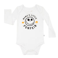 Flat lay image of a Mama's Little Pumpkin graphic bodysuit