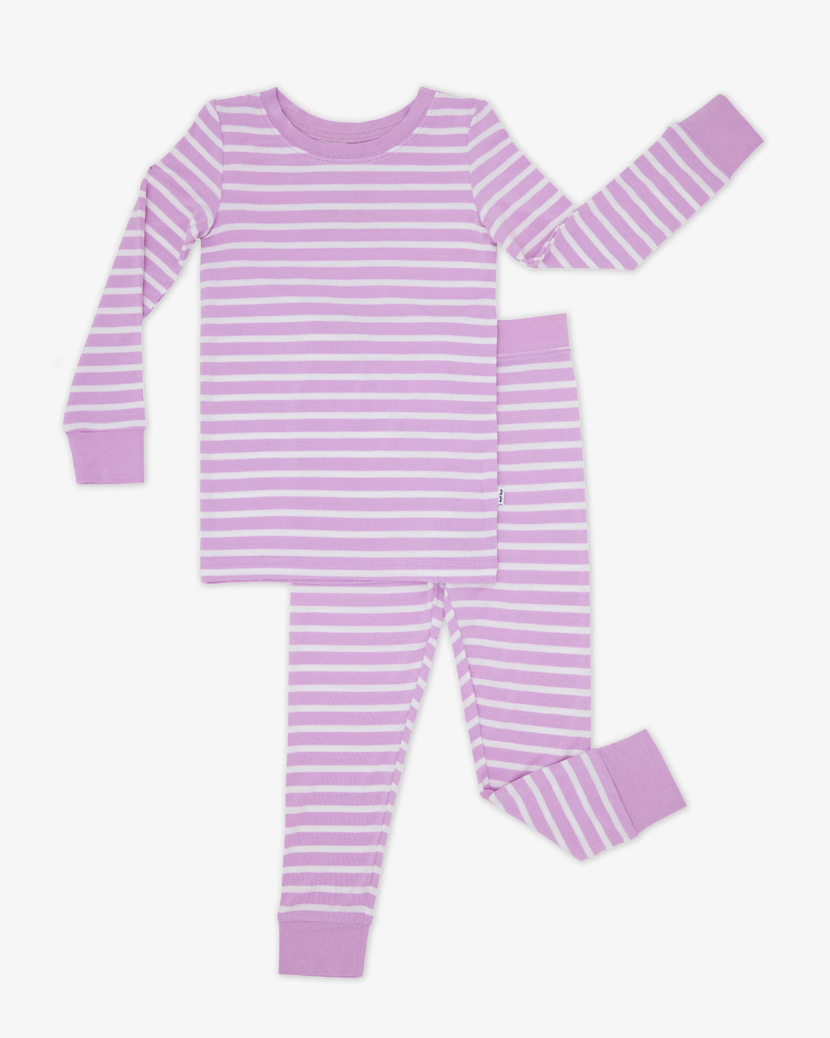 Flat lay of the Sweet Orchid Stripe Two-Piece Pajama Set
