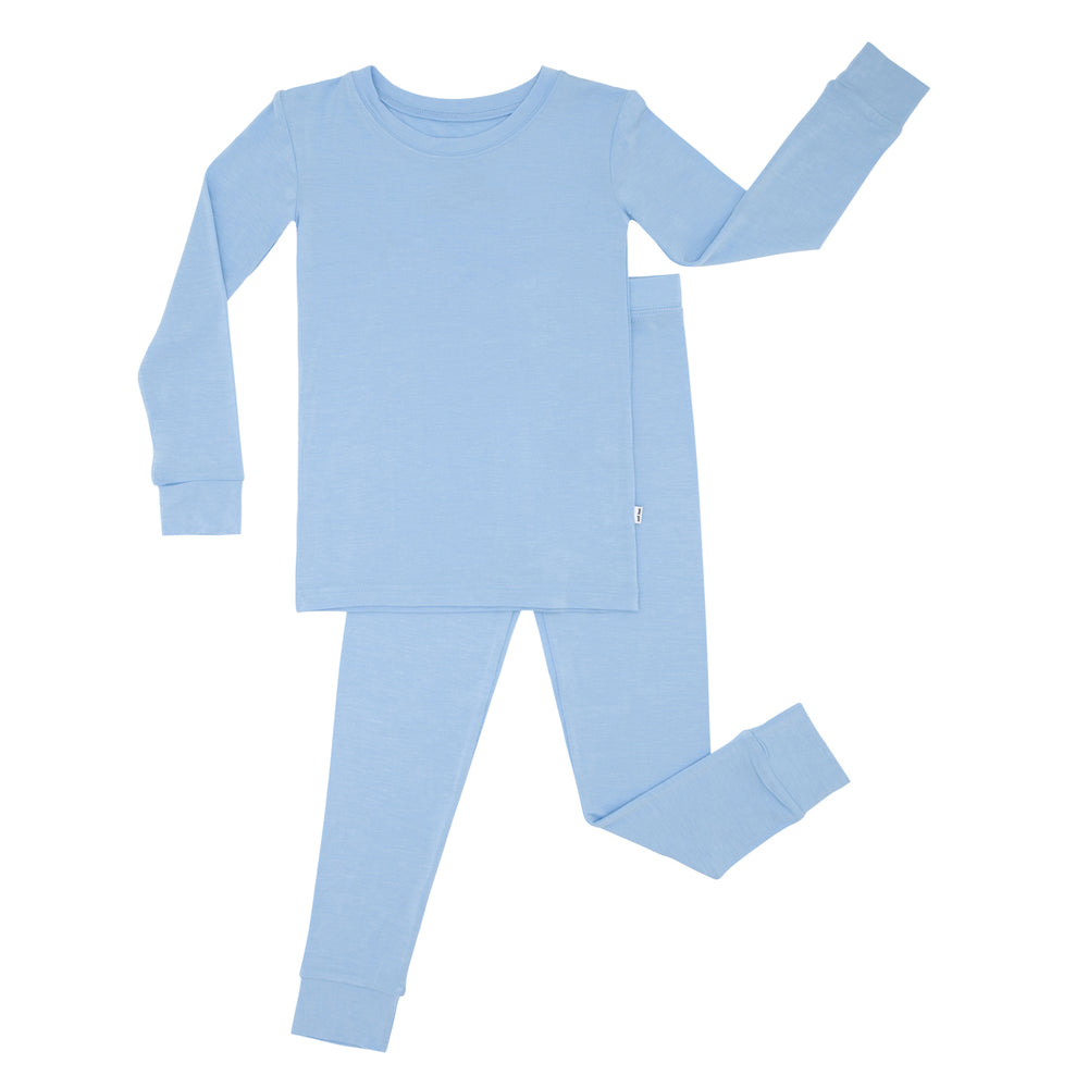 Flat lay image of a Periwinkle Blue two piece pajama set