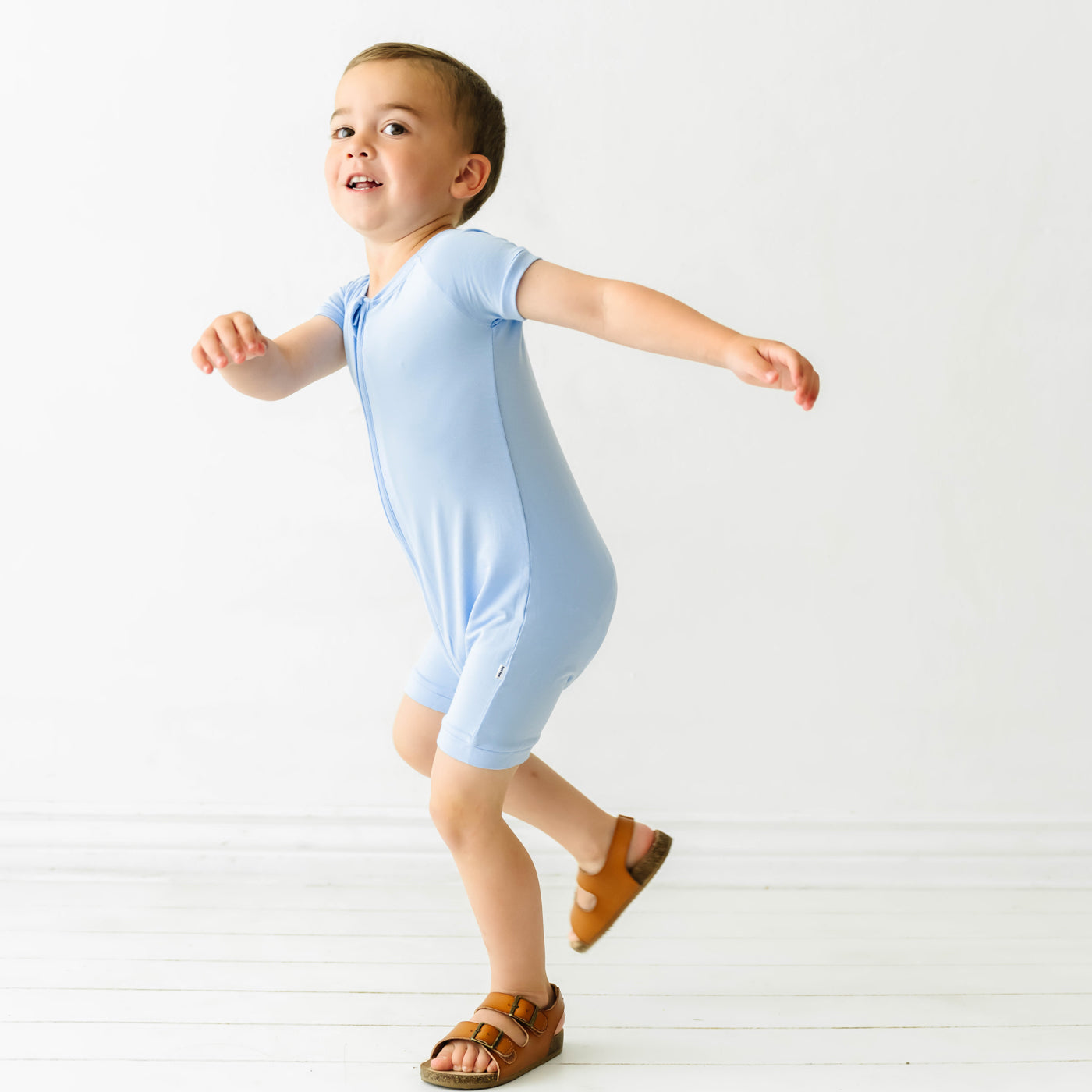 Periwinkle Blue Bamboo Viscose Shorty Romper - Little Sleepies
