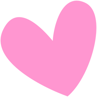 Illustration of a pink heart tilted slightly to the left.
