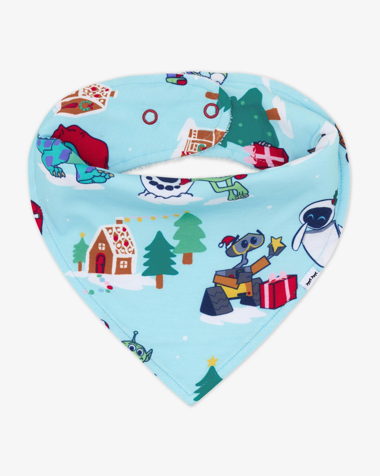 Flat lay of the Disney & Pixar Christmas Village Bandana Bib