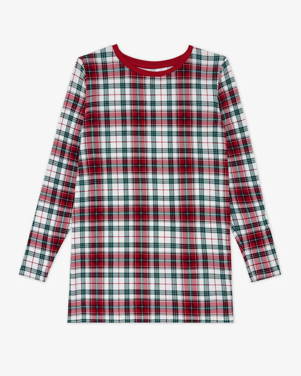 Flat lay of the Holly Plaid Men's Long Sleeve Pajama Top