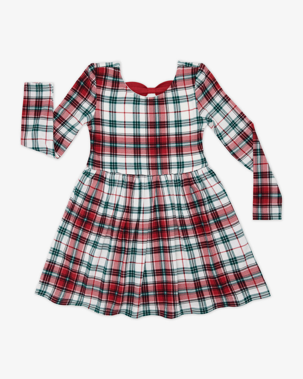 Flat lay of the Holly Plaid Bow Back Skater Dress