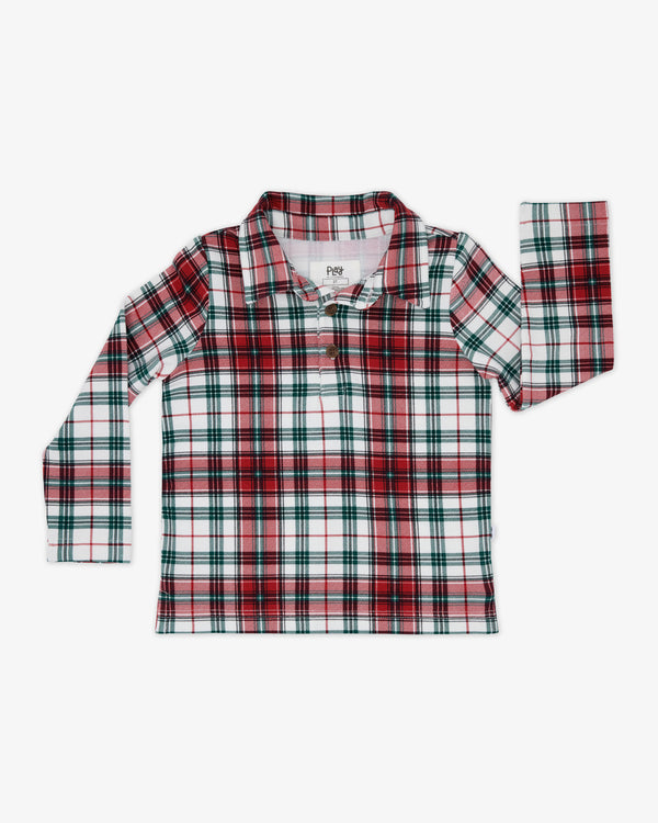 Flat lay of the Holly Plaid Polo Shirt
