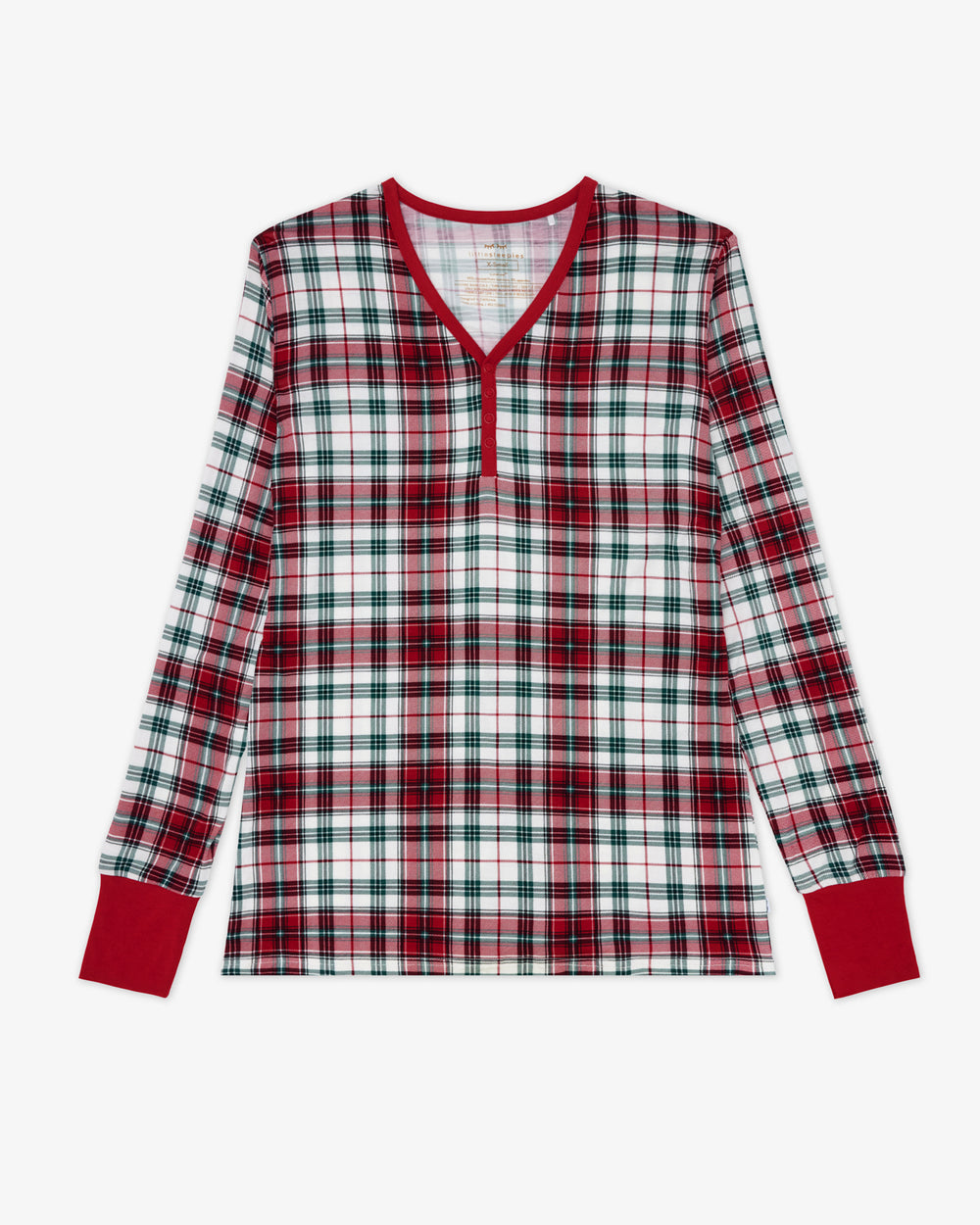 Flat lay of the Holly Plaid Women's Long Sleeve Pajama Top
