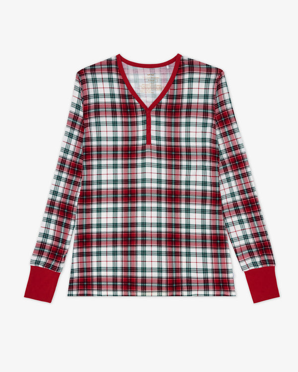 Flat lay of the Holly Plaid Women's Long Sleeve Pajama Top