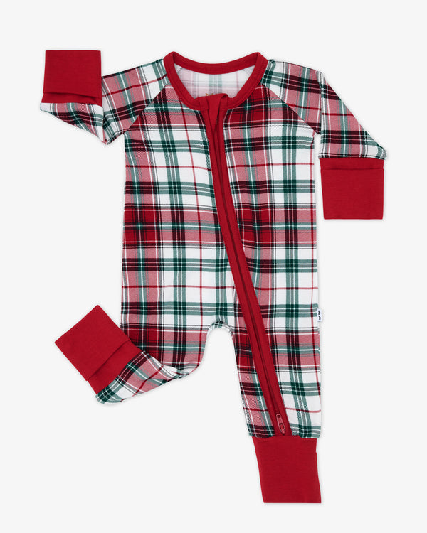 Flat lay of the Holly Plaid Zippy