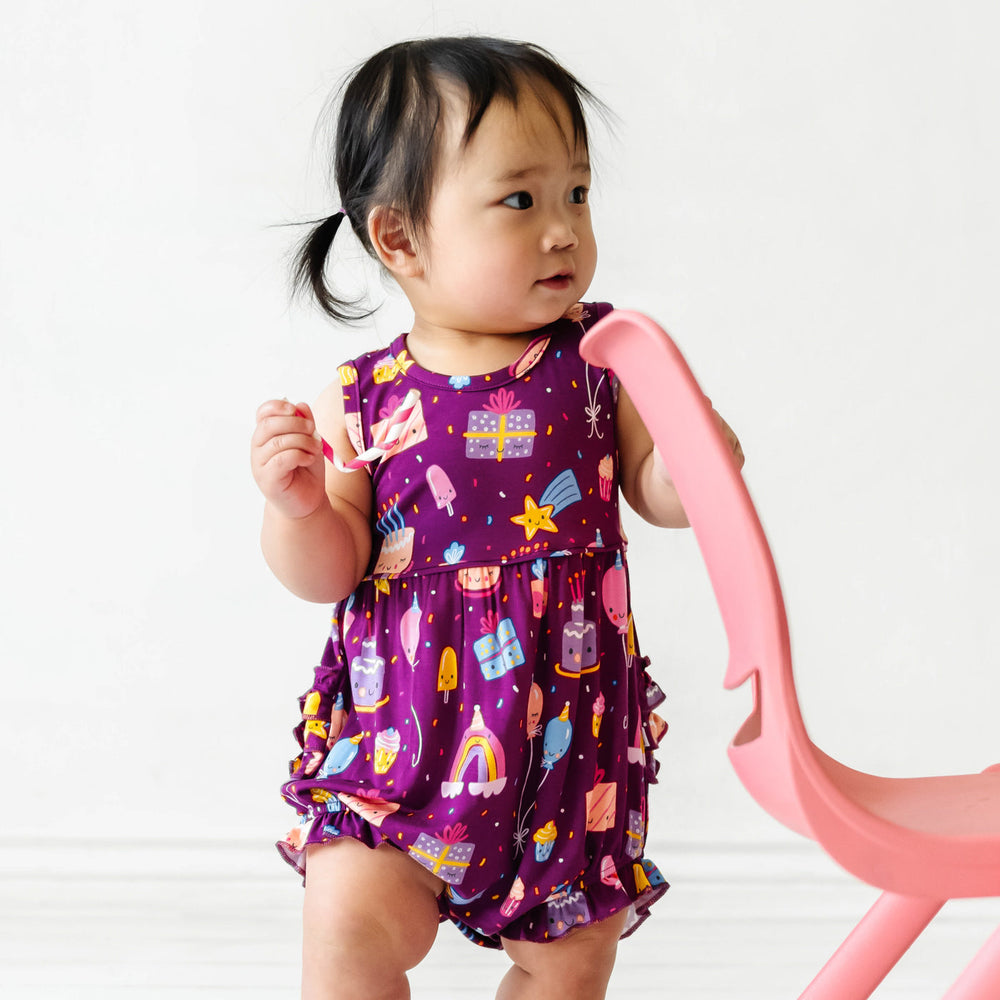 Play Bubble - Purple Birthday Wishes Sleeveless Bubble Romper