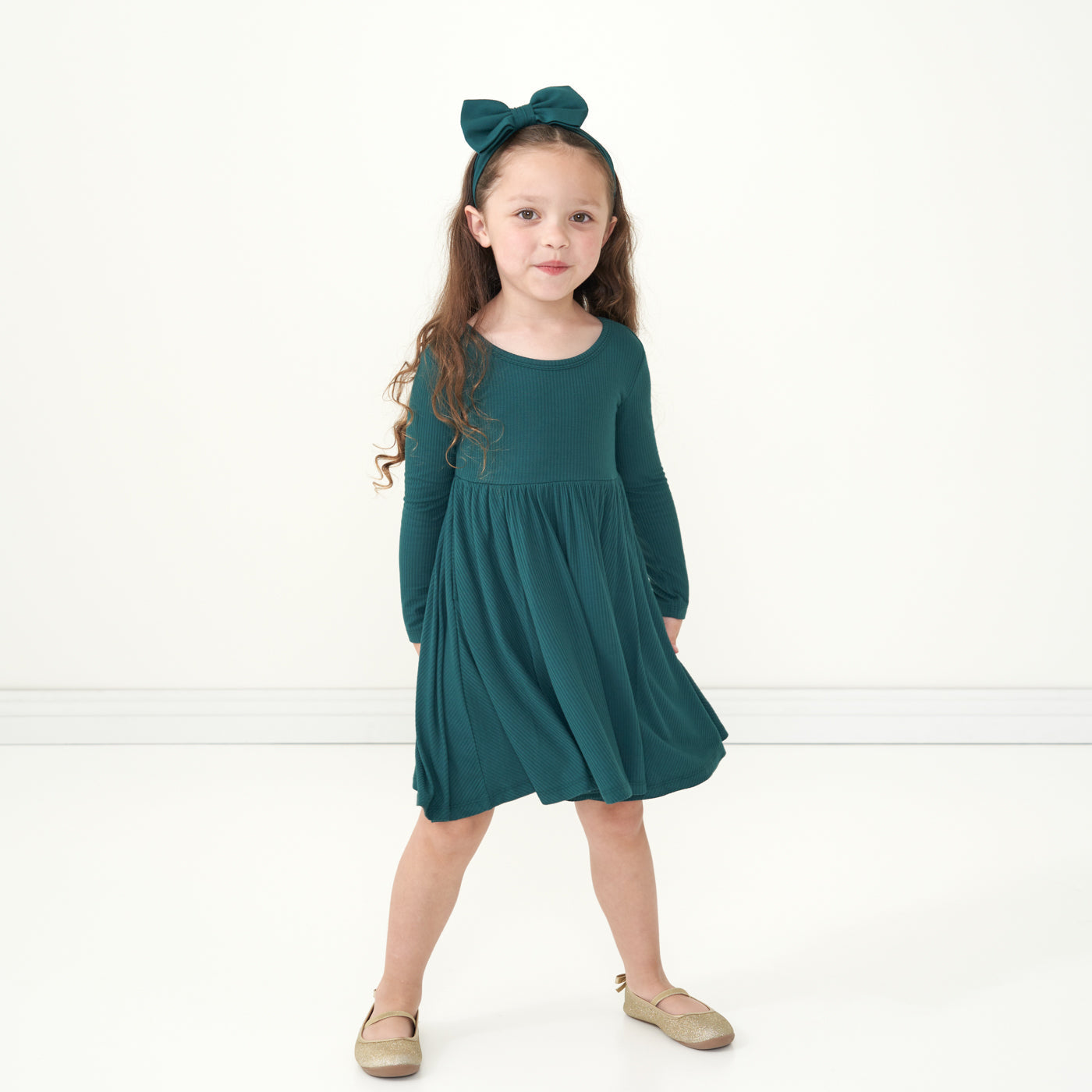 Play Dress Twirl - Emerald Ribbed Twirl Dress