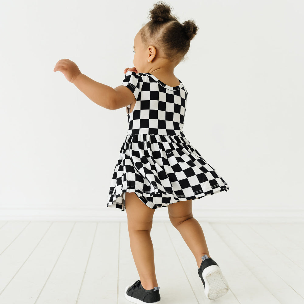 Click to see full screen - Play Dress W/B Skater - Cool Checks Cap Sleeve Skater Dress With Bodysuit