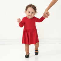 Play Dress W/B Twirl - Holiday Red Ribbed Twirl Dress With Bodysuit