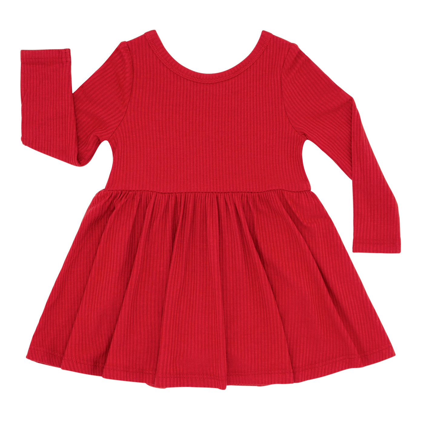 Play Dress W/B Twirl - Holiday Red Ribbed Twirl Dress With Bodysuit