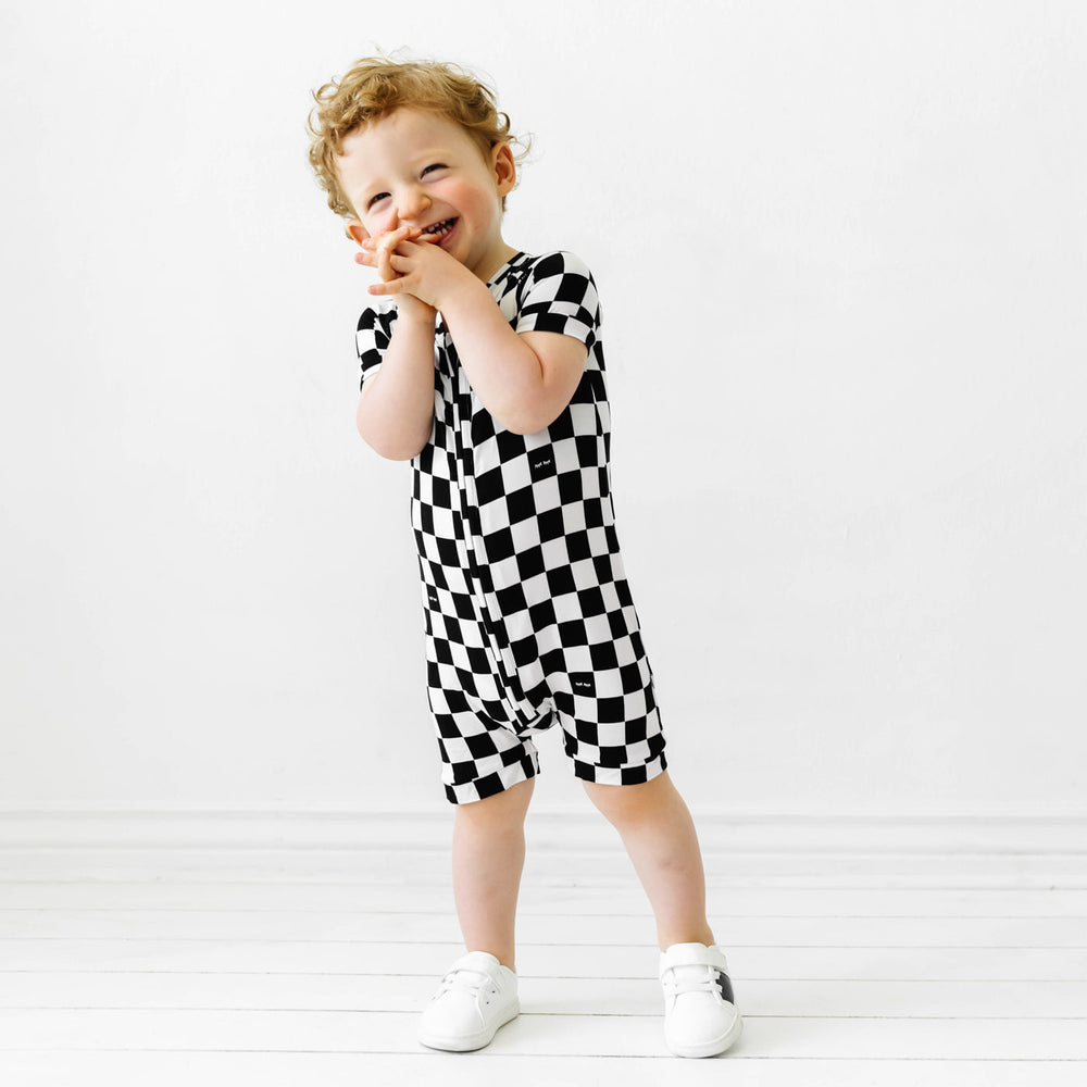 Toddler Baby Boy Checkerboard Print Romper