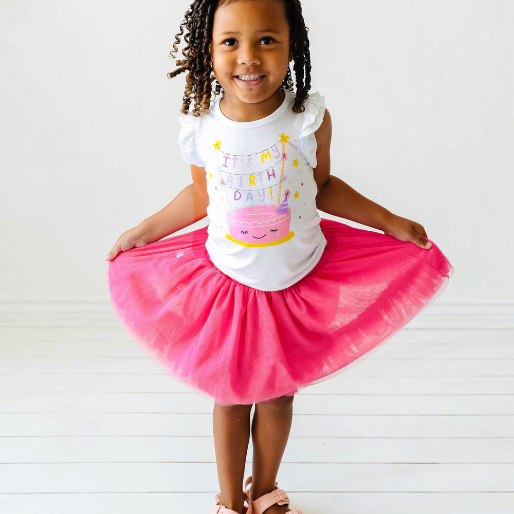 Click to see full screen - Play Skirt - Raspberry Pink Bamboo Viscose Lined Tutu