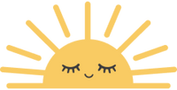 A happy smiling yellow sun resting with its eyes closed