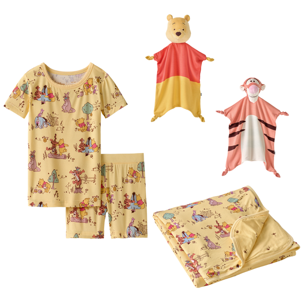Playtime With Pooh Two-Piece Pajama Set, Playtime With Pooh Large Cloud Blanket, Winnie The Pooh Lovey, and Tigger Lovey