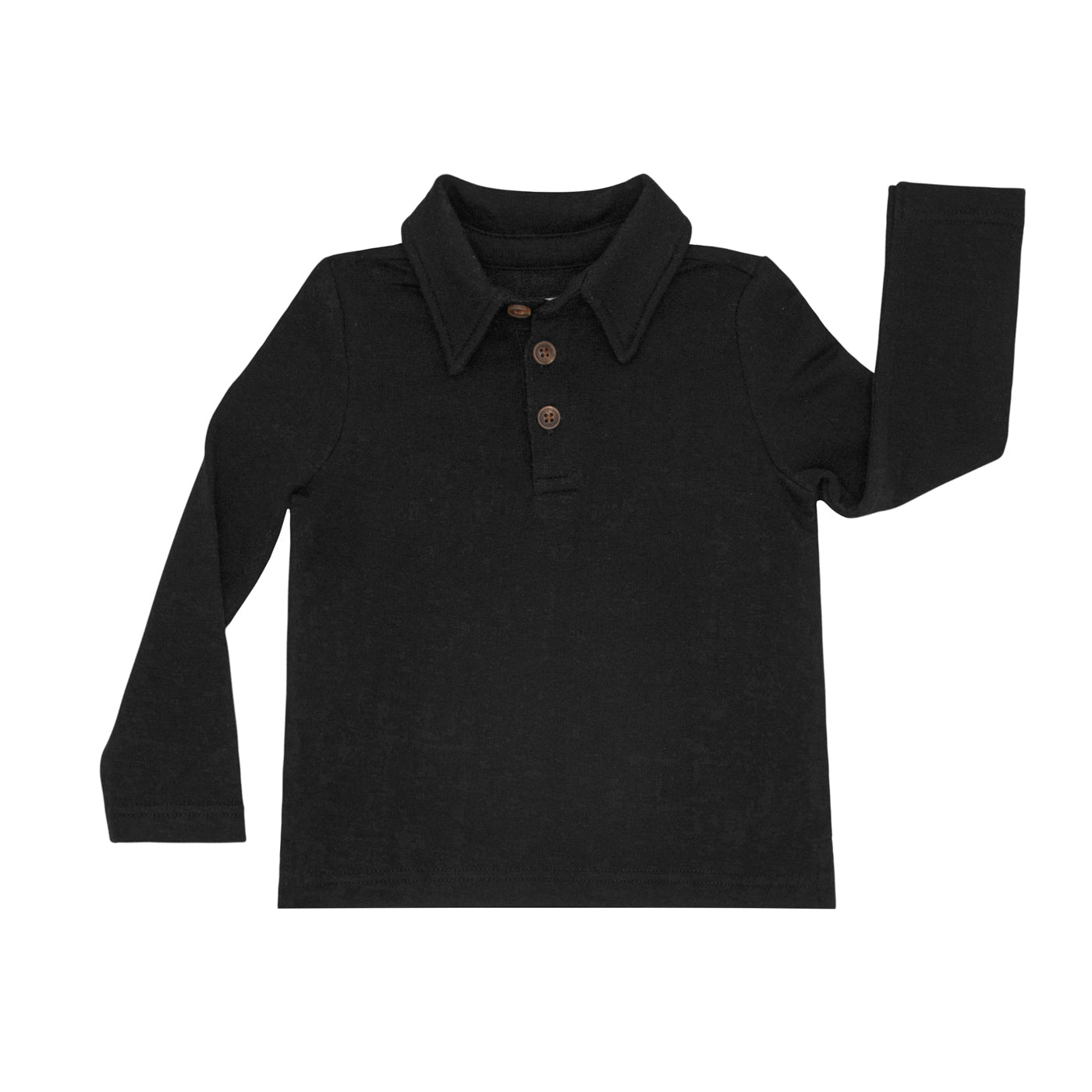 Flat lay image of a Black polo shirt