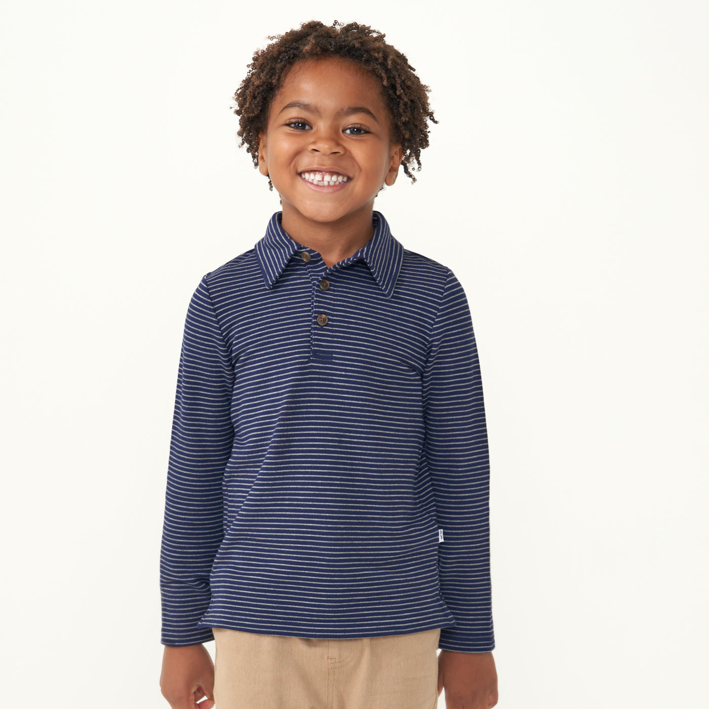 Alternate image of a child wearing a Classic Navy Stripes polo shirt