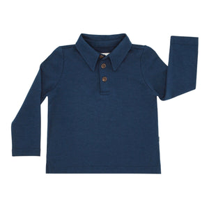 Flat lay image of a Classic Navy polo shirt
