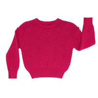 Flat lay image of a Mixed Berry Pom Pom sweater