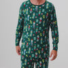 Man wearing the Nutcracker March Men's Long Sleeve Pajama Top with coordinating pants