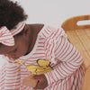 Video of children wearing a Sketchbook Stripes luxe bow headband and coordinating dress