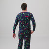 Walking man wearing the Navy Tree Traffic Men's Long Sleeve Pajama Top