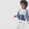 Video of children wearing a Vintage Navy & Ivory Stripes Zip Hoodie with coordinating Play tops and bottoms