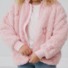 Video of girl posing and zipping the Prima Pink Sherpa Zip Jacket