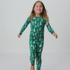 Girl wearing the Twinkling Trees Holiday Pajama Set