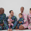 Video of families matching wearing Blue and Pink Merry and Bright pajamas