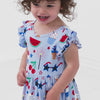 Video of children wearing a Stars, Stripes, & Sweets flutter twirl dress with bodysuit