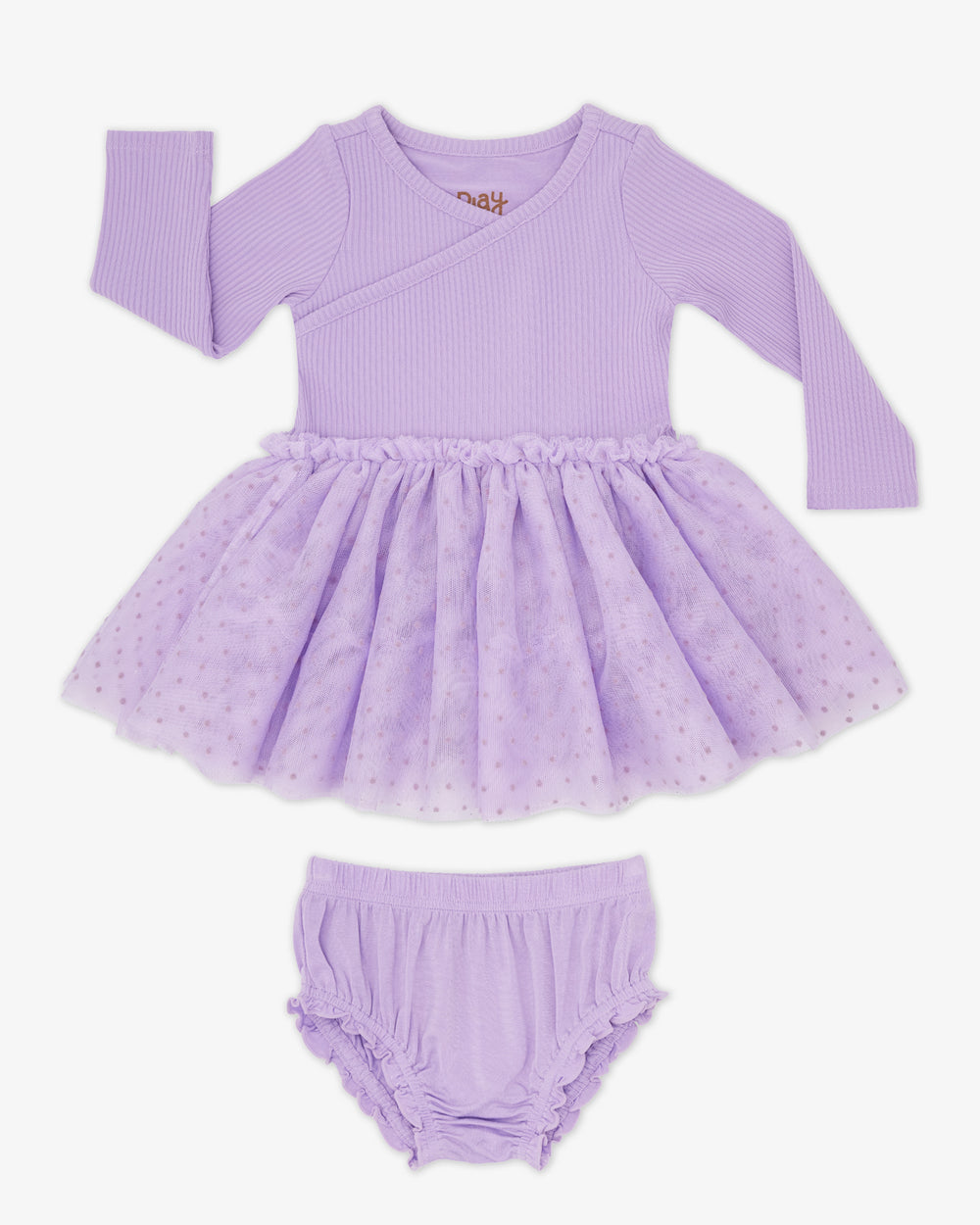 Flat lay of the Orchid Bloom Layered Tulle Dress with Bloomer