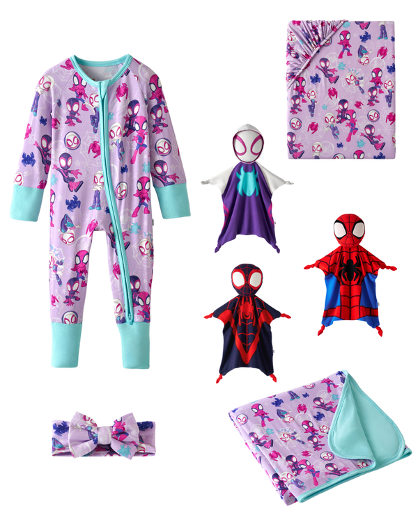 Purple Tiny Webs Zippy snuggle set
